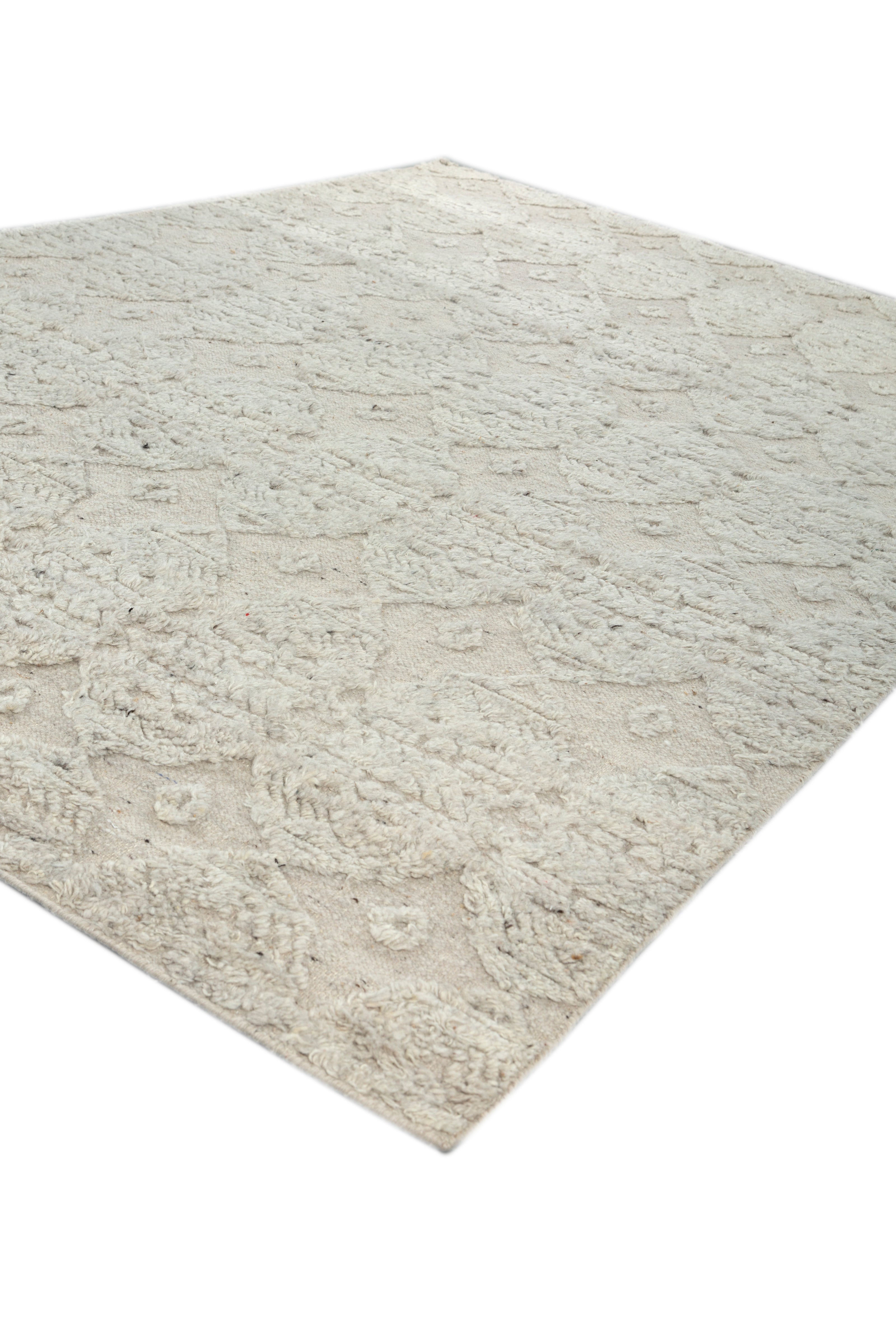 Carpet For Living room 6'6x9'10 Feet Grey and Black Wool Rectangle Moroccan and Tribal Rug