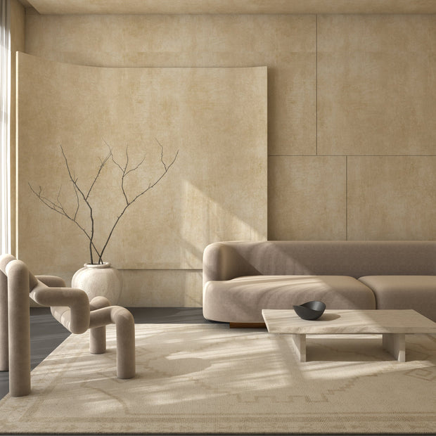 Carpet For Living room 8x10 Feet Ivory Wool Rectangle Moroccan and Tribal Rug