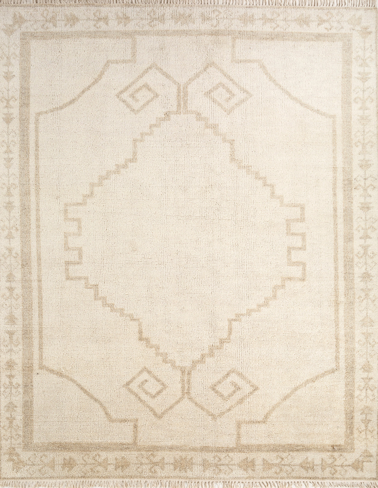Carpet For Living room 8x10 Feet Ivory Wool Rectangle Moroccan and Tribal Rug