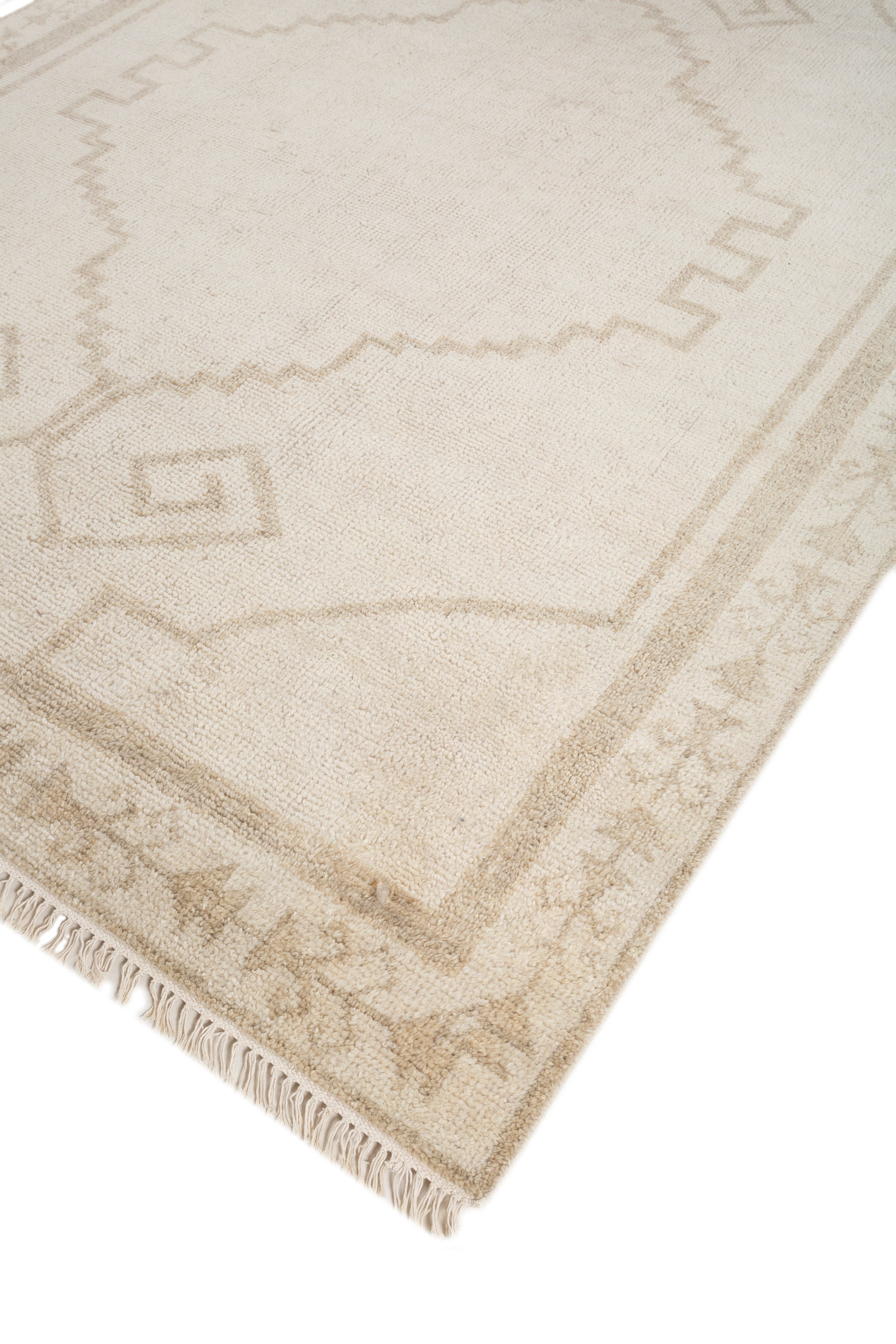 Carpet For Living room 8x10 Feet Ivory Wool Rectangle Moroccan and Tribal Rug