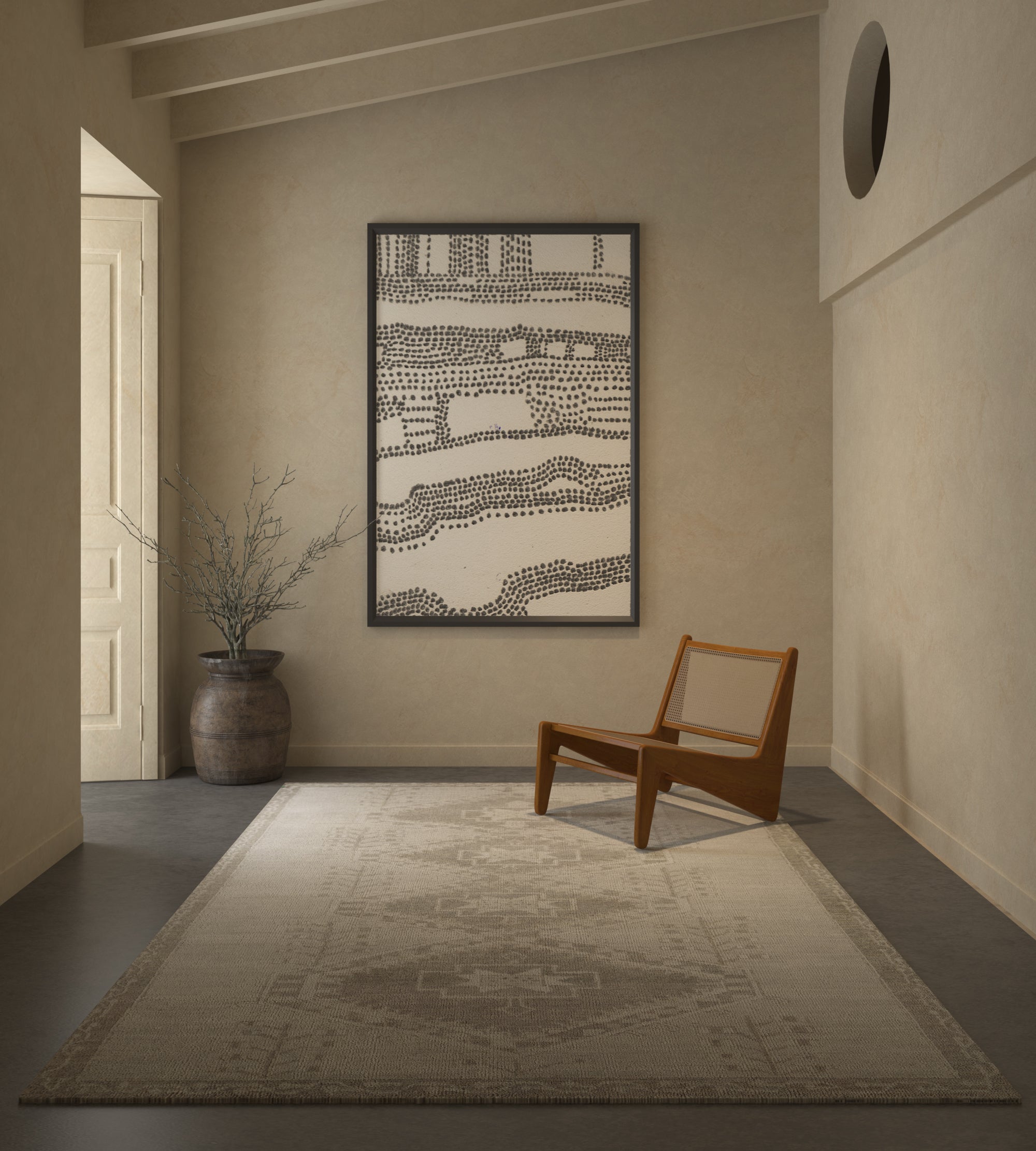 Carpet For Living room 8x10 Feet Ivory Wool Rectangle Moroccan and Tribal Rug