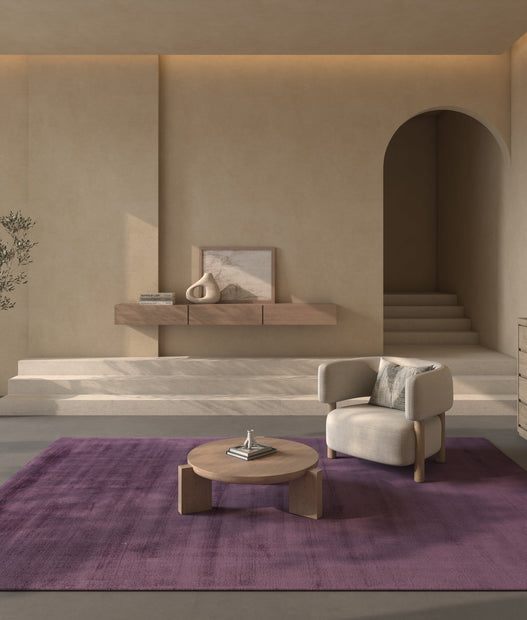 Carpet For Living room 5x7 Feet Pink and Purple Viscose Rectangle Solid Rug