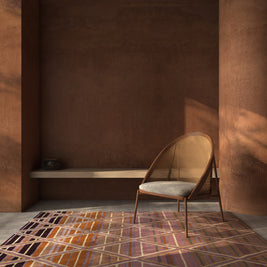 Carpet For Living room 3'6x5'6 Feet Red and Orange Wool Viscose Tufted Rectangle Geometric and Stripes Rug