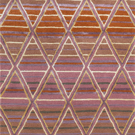 Carpet For Living room 3'6x5'6 Feet Red and Orange Wool Viscose Tufted Rectangle Geometric and Stripes Rug