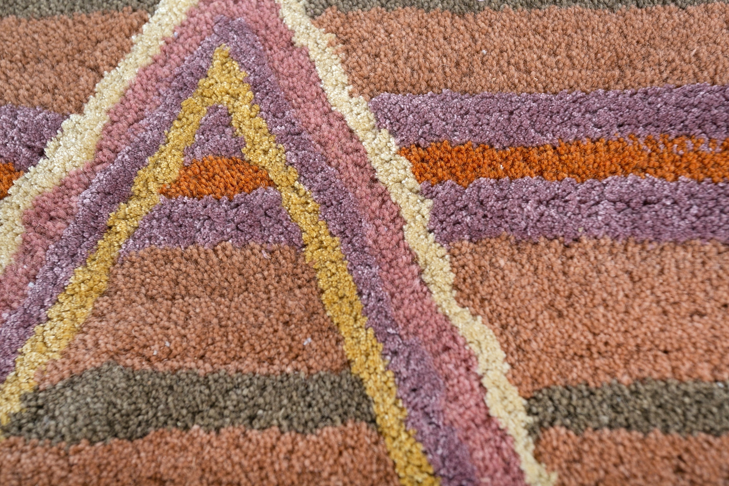 Carpet For Living room 3'6x5'6 Feet Red and Orange Wool Viscose Tufted Rectangle Geometric and Stripes Rug