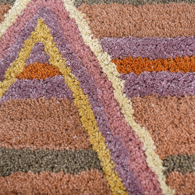 Carpet For Living room 3'6x5'6 Feet Red and Orange Wool Viscose Tufted Rectangle Geometric and Stripes Rug