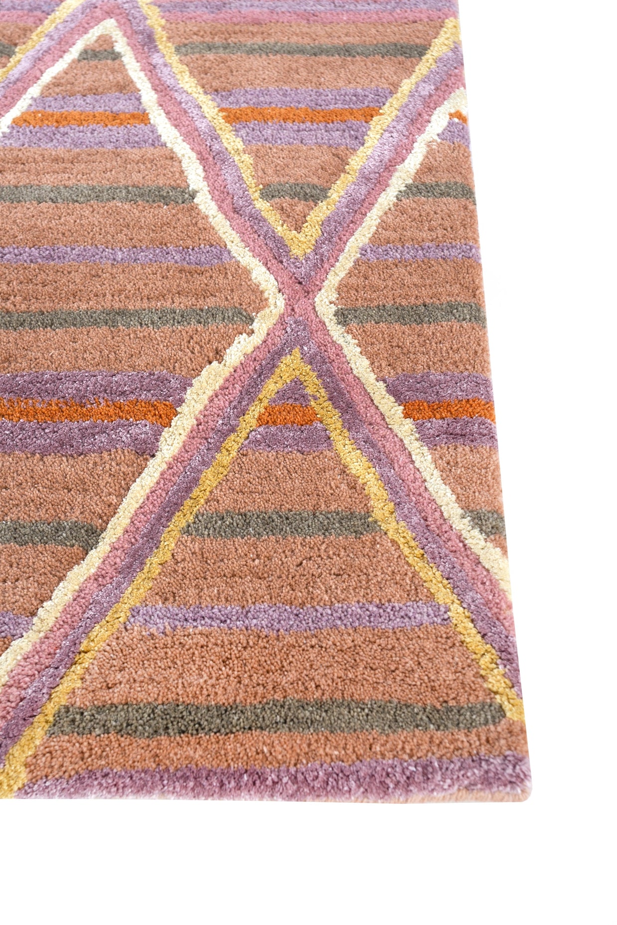 Carpet For Living room 3'6x5'6 Feet Red and Orange Wool Viscose Tufted Rectangle Geometric and Stripes Rug