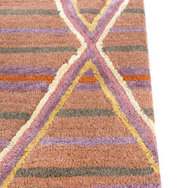 Carpet For Living room 3'6x5'6 Feet Red and Orange Wool Viscose Tufted Rectangle Geometric and Stripes Rug