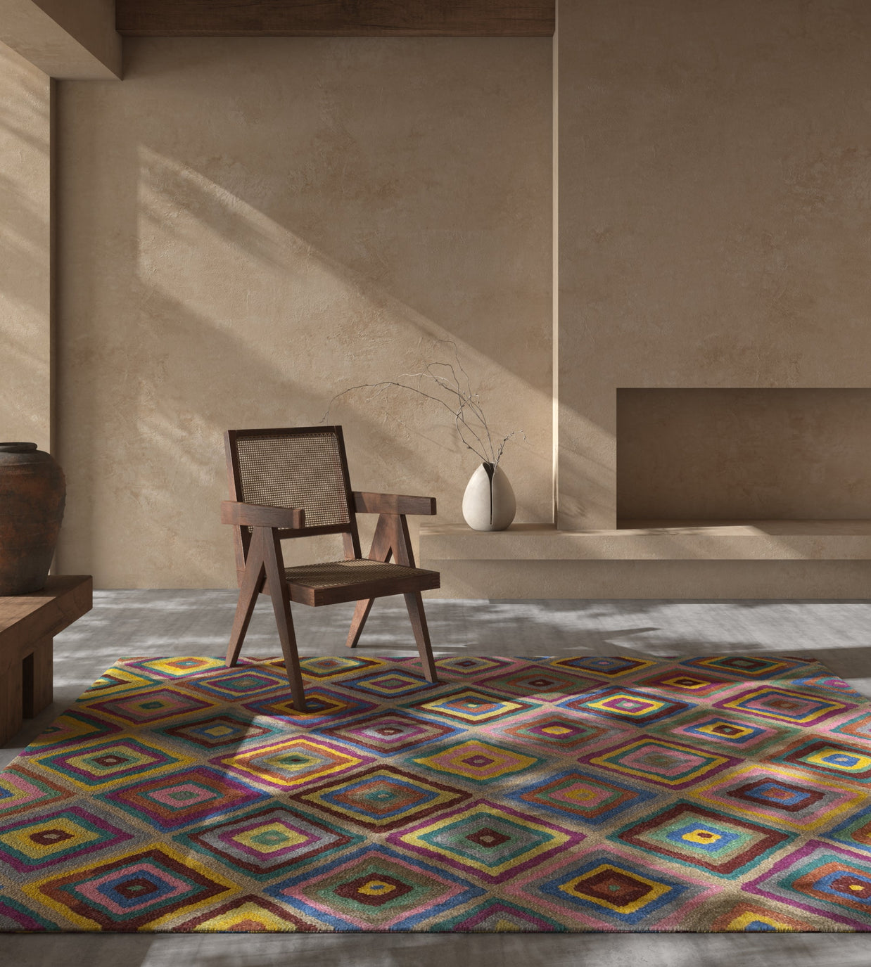 Carpet For Living room 3'6x5'6 Feet Gold Wool and Viscose Rectangle Geometric and Stripes Rug