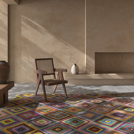 Carpet For Living room 3'6x5'6 Feet Gold Wool and Viscose Rectangle Geometric and Stripes Rug