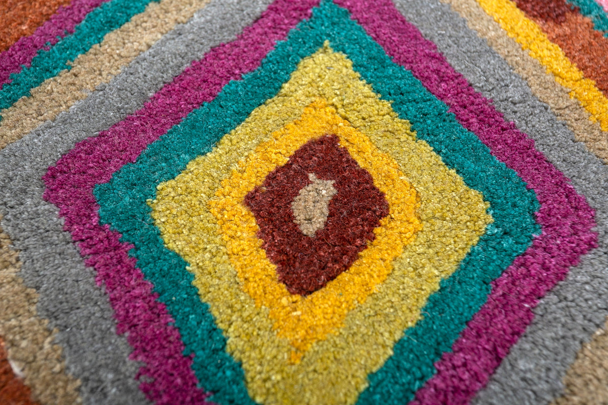 Carpet For Living room 3'6x5'6 Feet Gold Wool and Viscose Rectangle Geometric and Stripes Rug