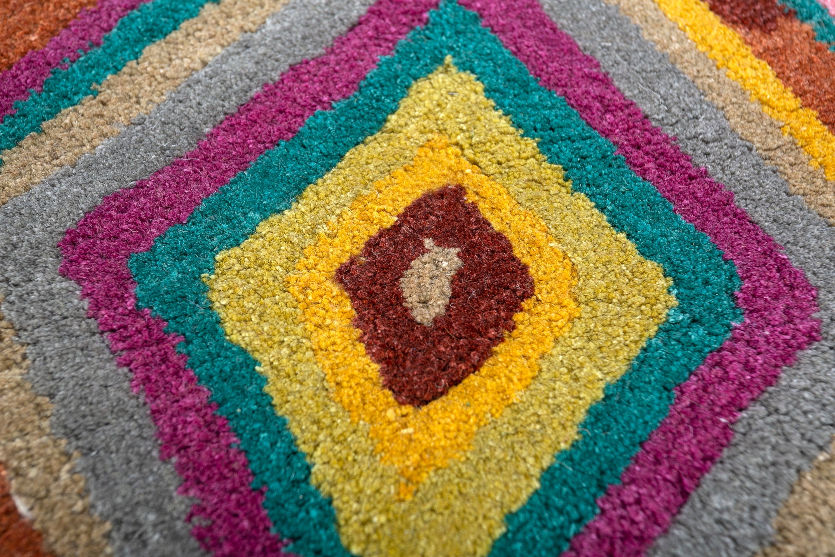 Carpet For Living room 3'6x5'6 Feet Gold Wool and Viscose Rectangle Geometric and Stripes Rug