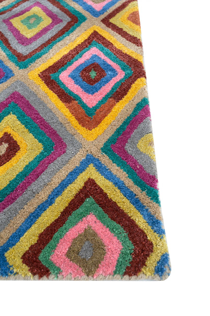 Carpet For Living room 3'6x5'6 Feet Gold Wool and Viscose Rectangle Geometric and Stripes Rug