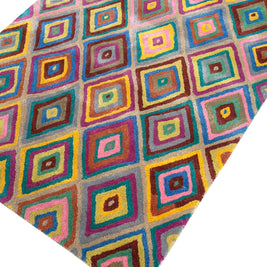 Carpet For Living room 3'6x5'6 Feet Gold Wool and Viscose Rectangle Geometric and Stripes Rug