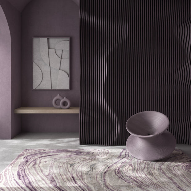 Carpet For Living room 5'6x8 Feet Grey and Black Viscose Rectangle Abstract Rug