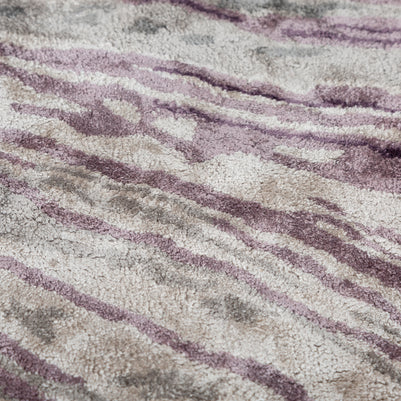 Carpet For Living room 5'6x8 Feet Grey and Black Viscose Rectangle Abstract Rug