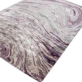 Carpet For Living room 5'6x8 Feet Grey and Black Viscose Rectangle Abstract Rug