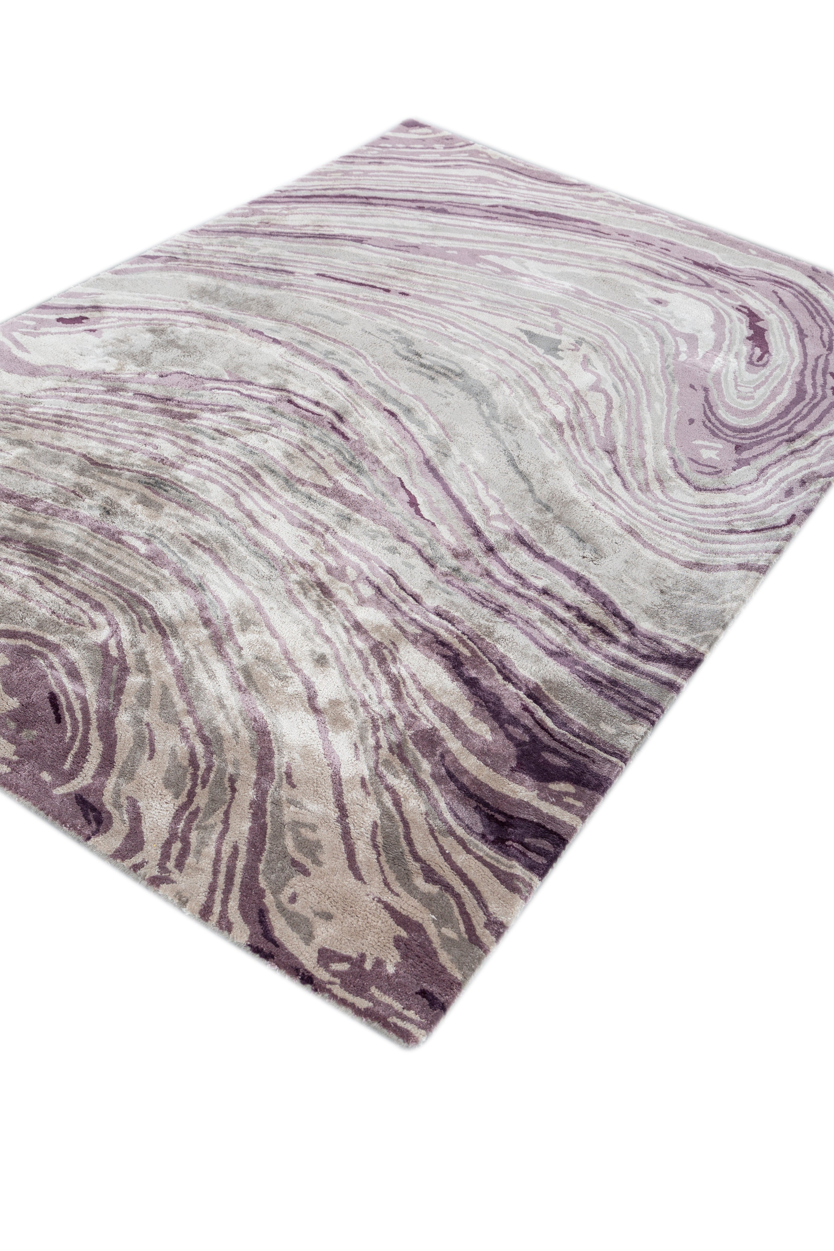 Carpet For Living room 5'6x8 Feet Grey and Black Viscose Rectangle Abstract Rug