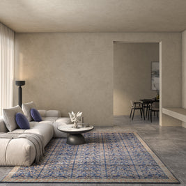 Carpet For Living room 6x9 Feet Blue Wool Rectangle Vintage and Distressed Rug - I MEAN DESIGN