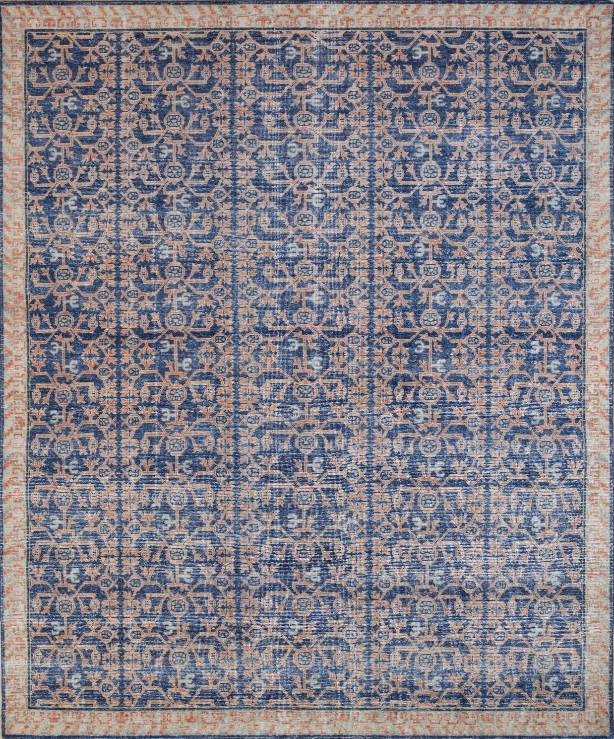 Carpet For Living room 6x9 Feet Blue Wool Rectangle Vintage and Distressed Rug