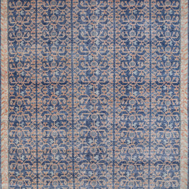 Carpet For Living room 6x9 Feet Blue Wool Rectangle Vintage and Distressed Rug