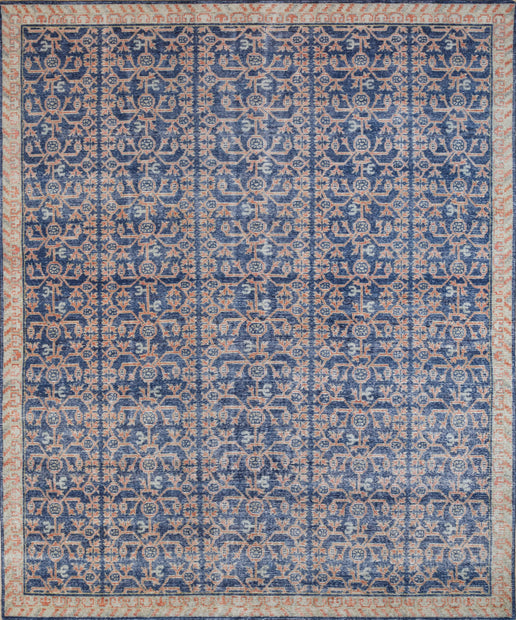 Carpet For Living room 6x9 Feet Blue Wool Rectangle Vintage and Distressed Rug