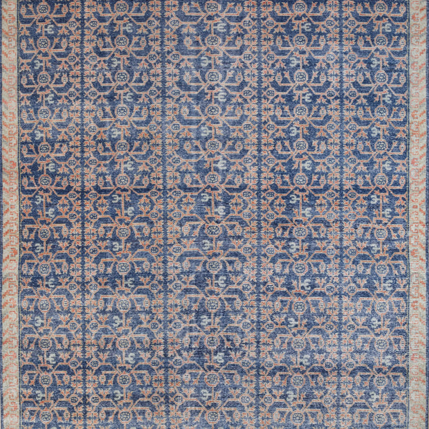 Carpet For Living room 6x9 Feet Blue Wool Rectangle Vintage and Distressed Rug