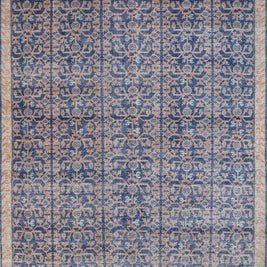 Carpet For Living room 6x9 Feet Blue Wool Rectangle Vintage and Distressed Rug - I MEAN DESIGN