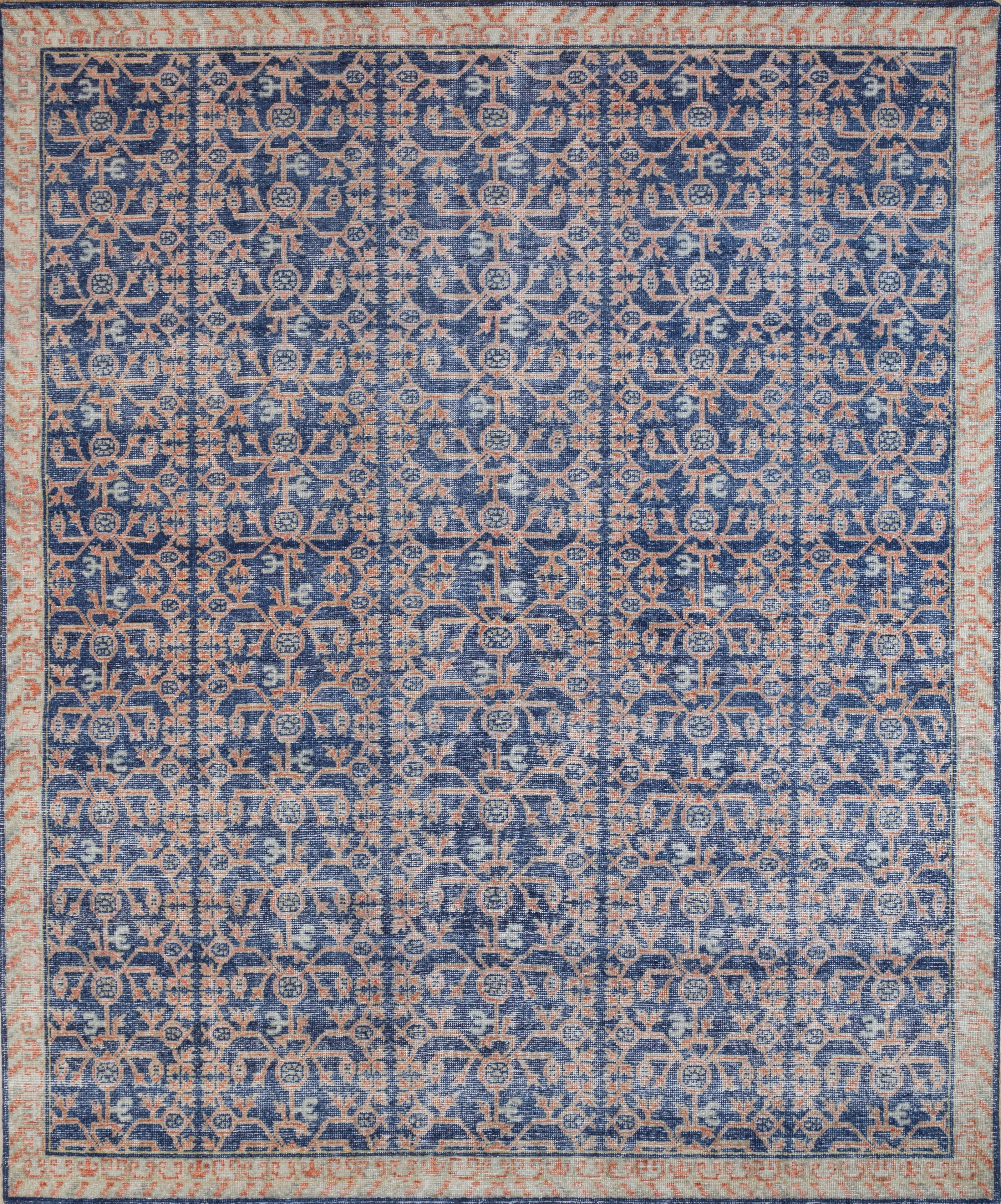 Carpet For Living room 6x9 Feet Blue Wool Rectangle Vintage and Distressed Rug - I MEAN DESIGN