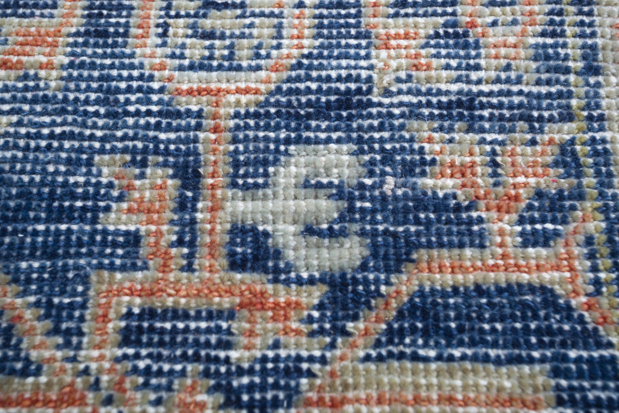 Carpet For Living room 6x9 Feet Blue Wool Rectangle Vintage and Distressed Rug