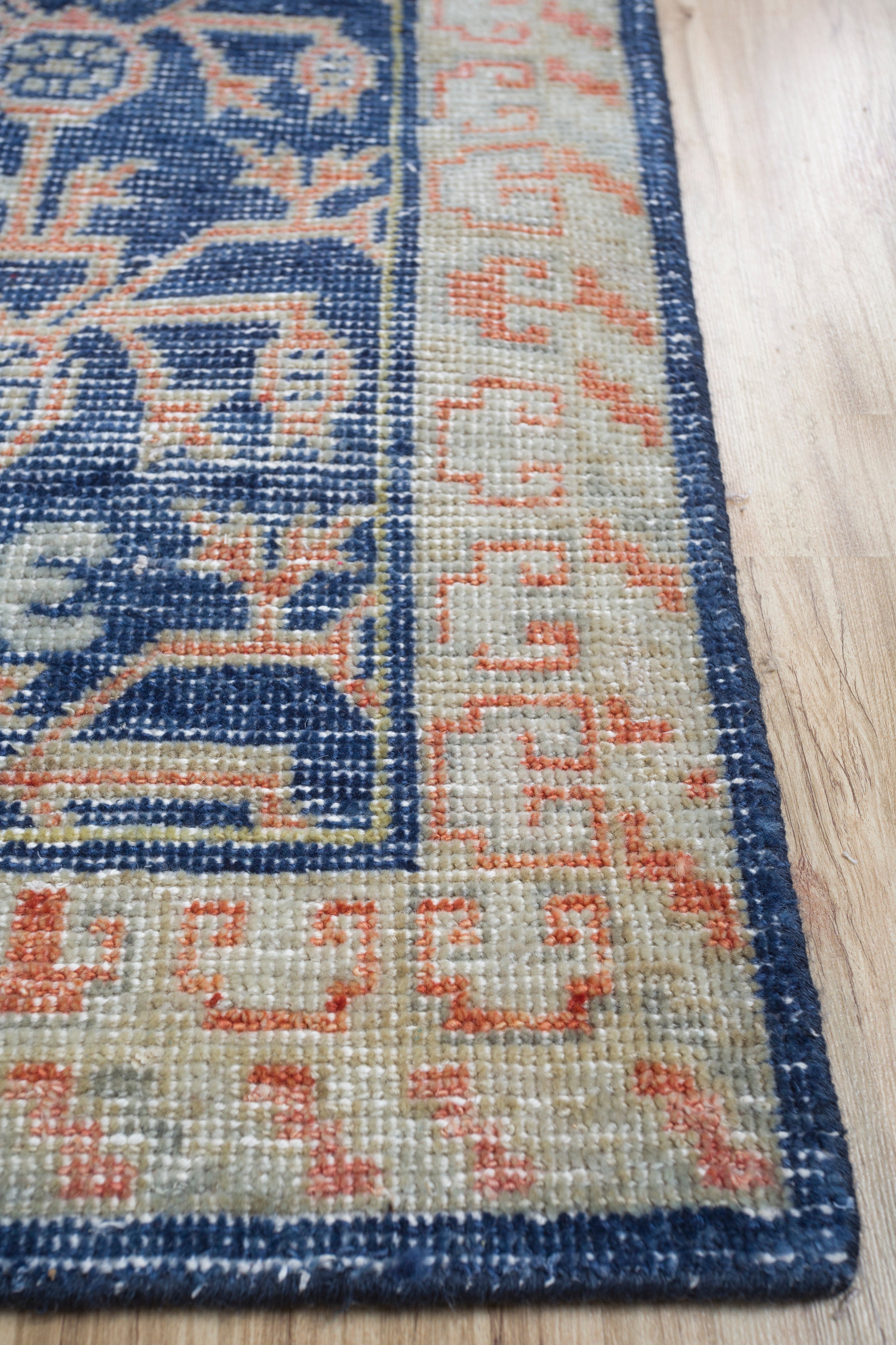 Carpet For Living room 6x9 Feet Blue Wool Rectangle Vintage and Distressed Rug - I MEAN DESIGN
