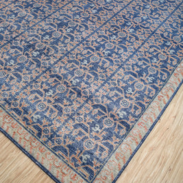 Carpet For Living room 6x9 Feet Blue Wool Rectangle Vintage and Distressed Rug