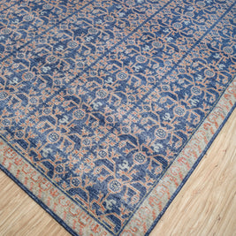 Carpet For Living room 6x9 Feet Blue Wool Rectangle Vintage and Distressed Rug - I MEAN DESIGN