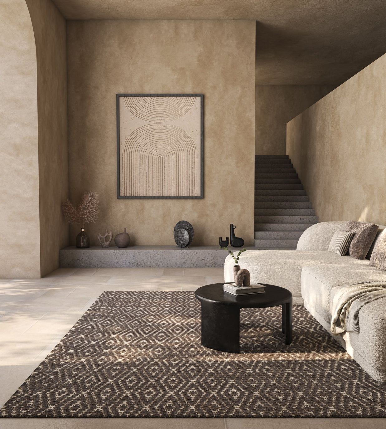 Carpet For Living room 4x6 Feet Beige and Brown Wool Rectangle Vintage and Distressed Rug