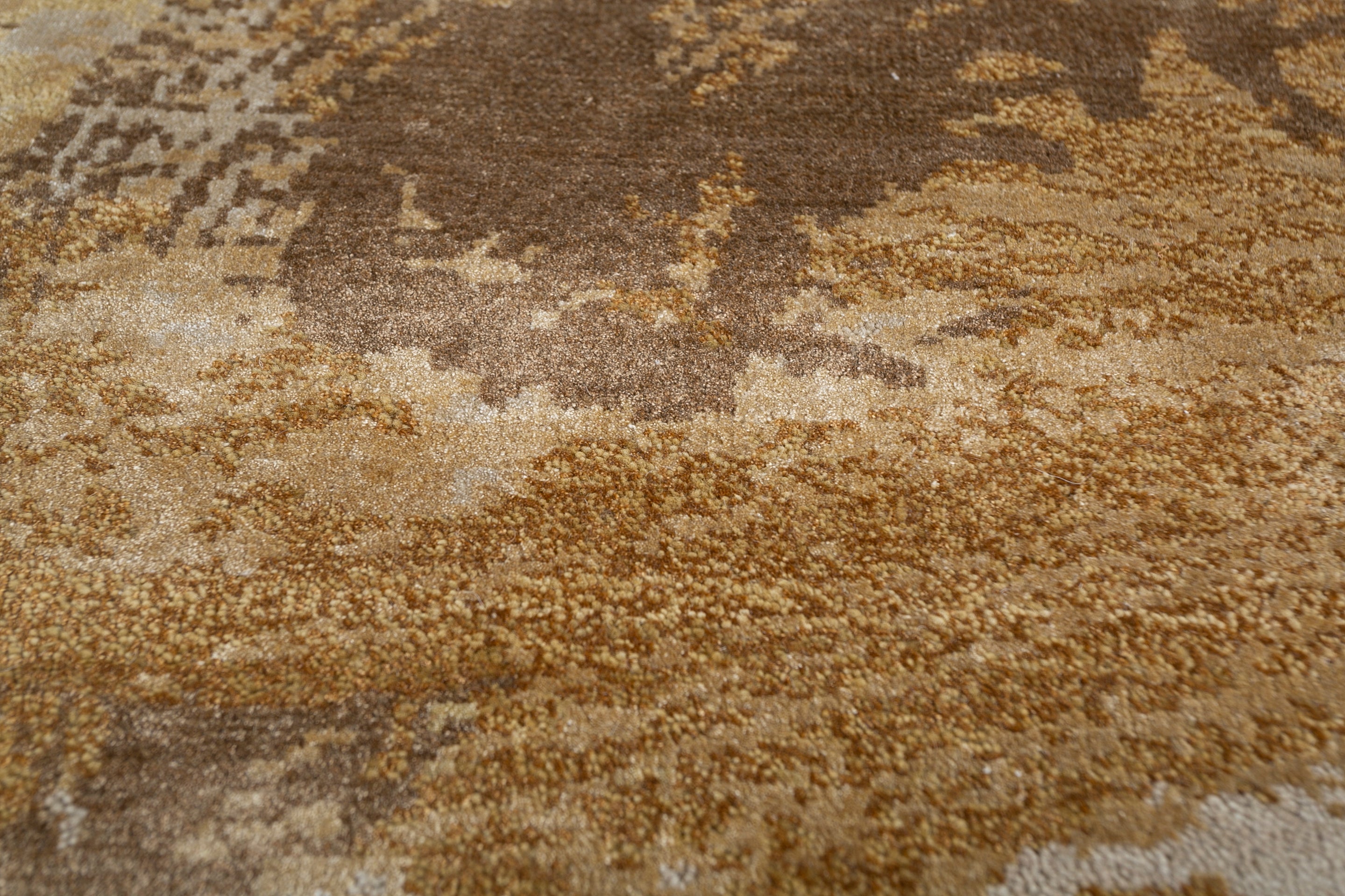 Carpet For Living room 5'6x8 Feet Ivory Wool and Bamboo Silk Rectangle Abstract Rug