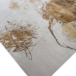 Carpet For Living room 5'6x8 Feet Ivory Wool and Bamboo Silk Rectangle Abstract Rug