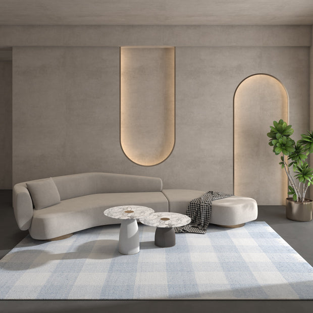 Carpet For Living room 4X6 Feet Blue Polyester Rectangle Geometric And Stripes Rug