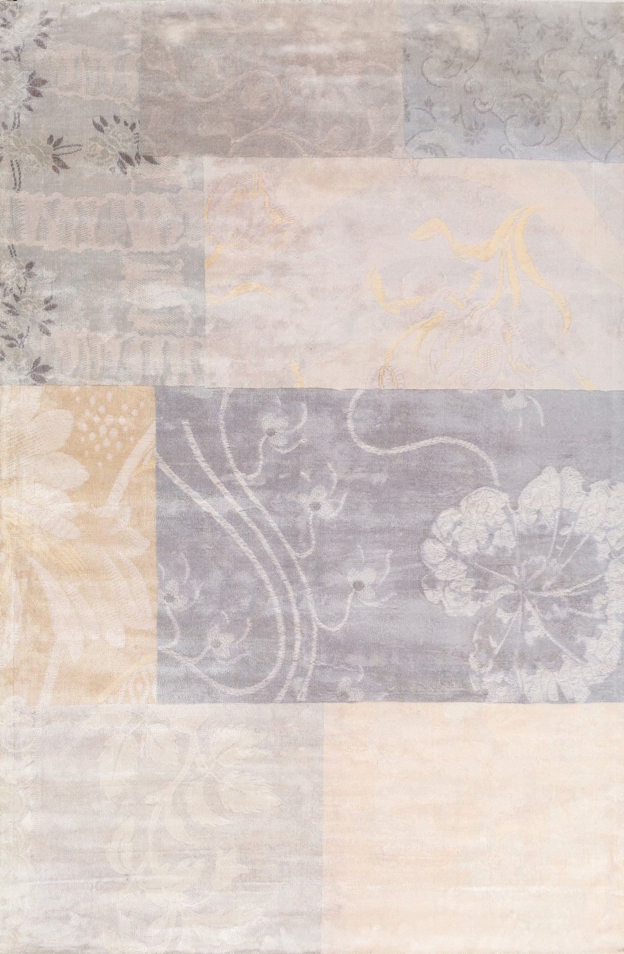 Carpet For Living room 5X8 Feet Grey And Black Viscose Rectangle Floral And Tropical Rug