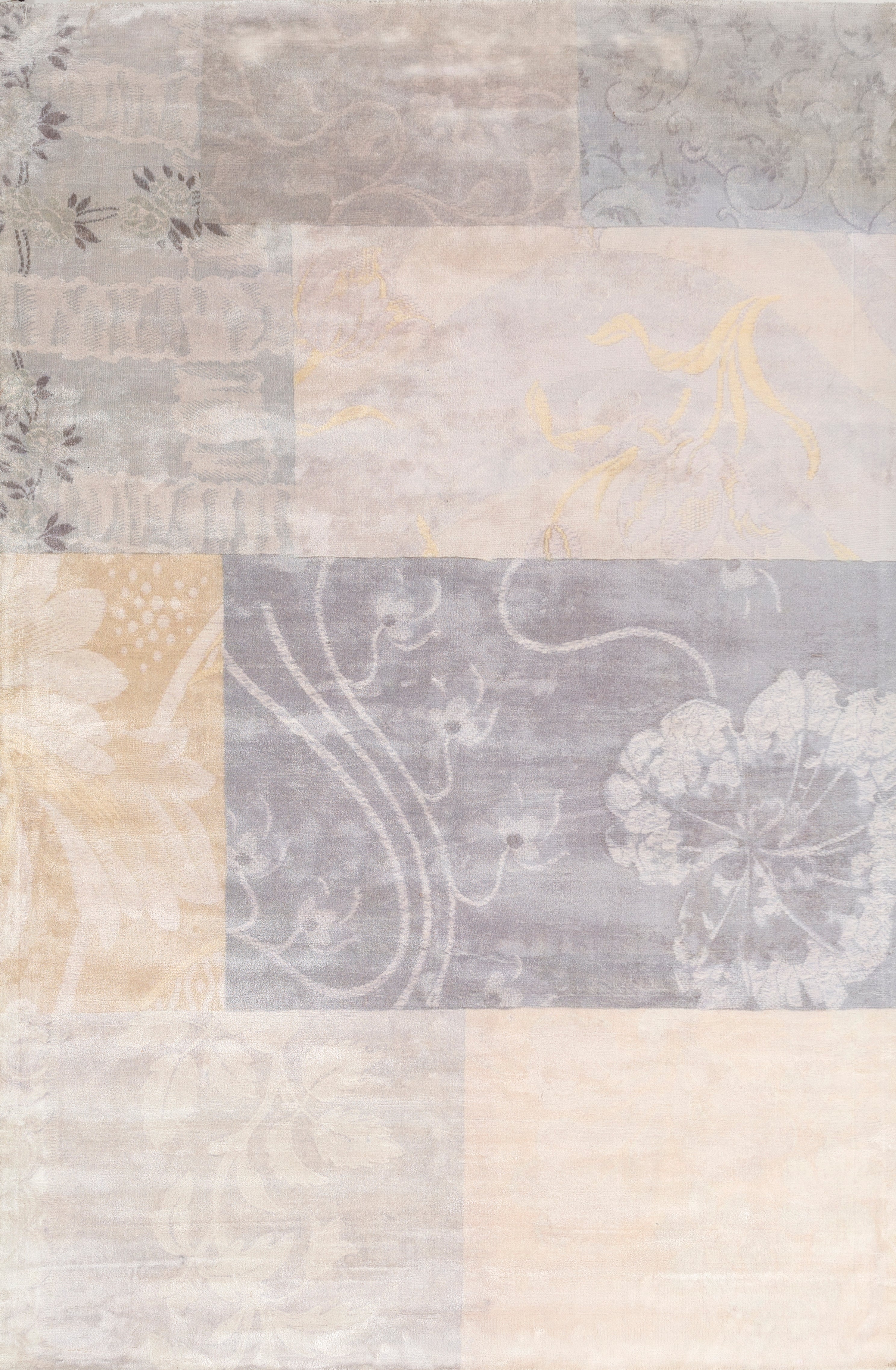 Carpet For Living room 5X8 Feet Grey And Black Viscose Rectangle Floral And Tropical Rug