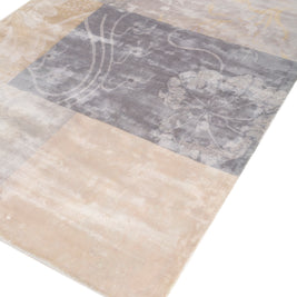 Carpet For Living room 5X8 Feet Grey And Black Viscose Rectangle Floral And Tropical Rug