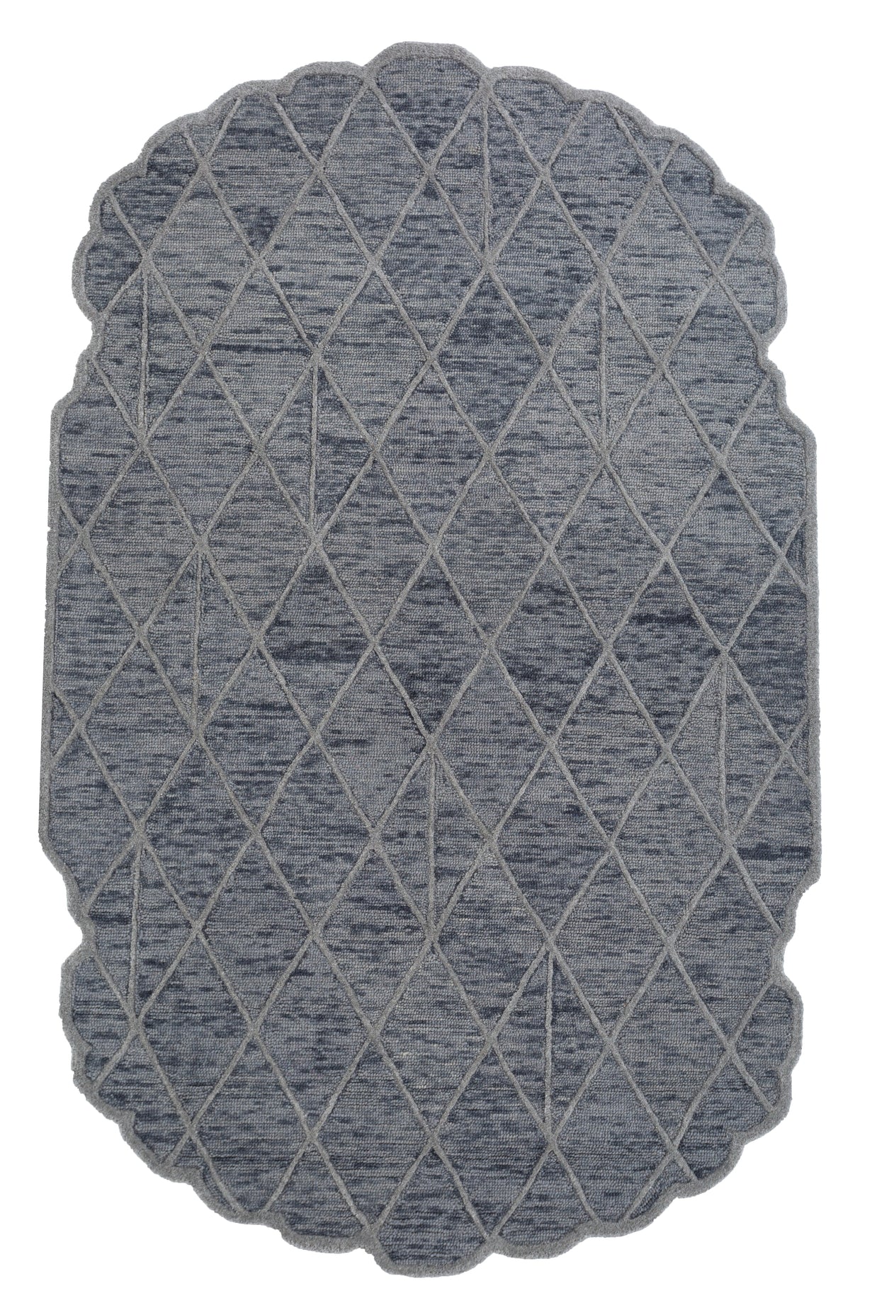 Carpet For Living room 5x8 Feet Grey and Black Wool Irregular Geometric and Stripes Rug