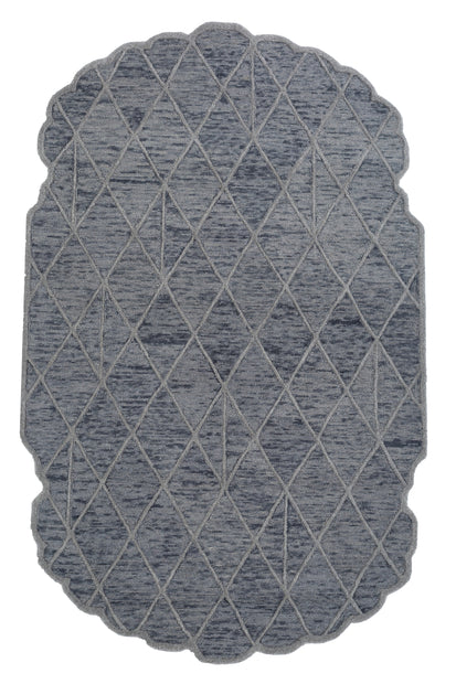 Carpet For Living room 5x8 Feet Grey and Black Wool Irregular Geometric and Stripes Rug