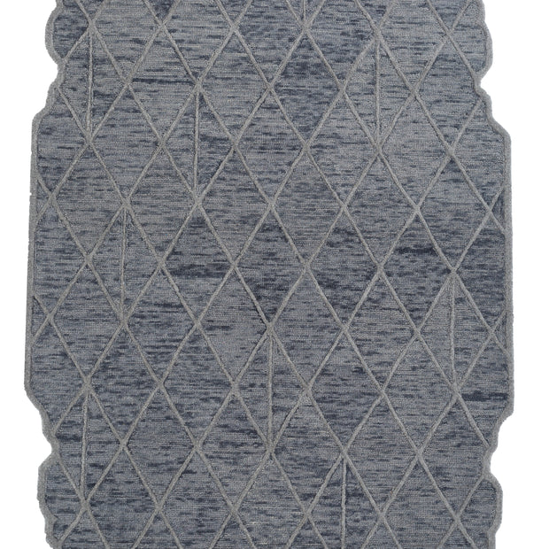 Carpet For Living room 5x8 Feet Grey and Black Wool Irregular Geometric and Stripes Rug