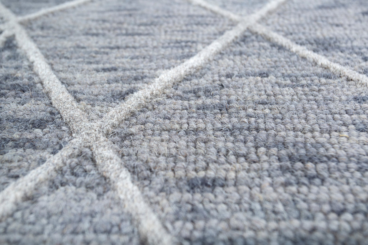 Carpet For Living room 5x8 Feet Grey and Black Wool Irregular Geometric and Stripes Rug