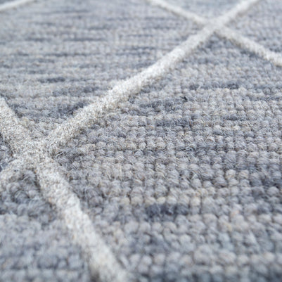 Carpet For Living room 5x8 Feet Grey and Black Wool Irregular Geometric and Stripes Rug