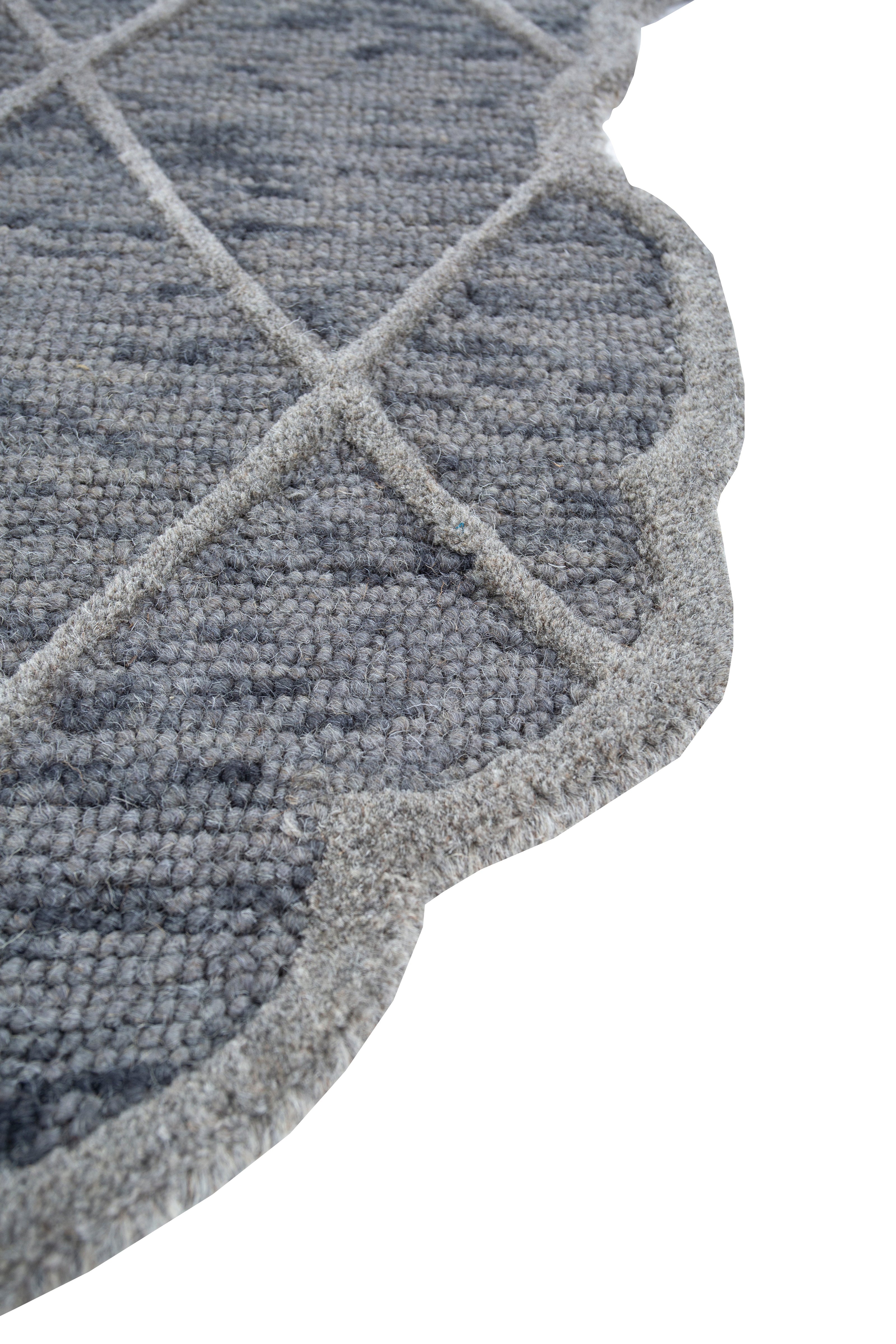 Carpet For Living room 5x8 Feet Grey and Black Wool Irregular Geometric and Stripes Rug