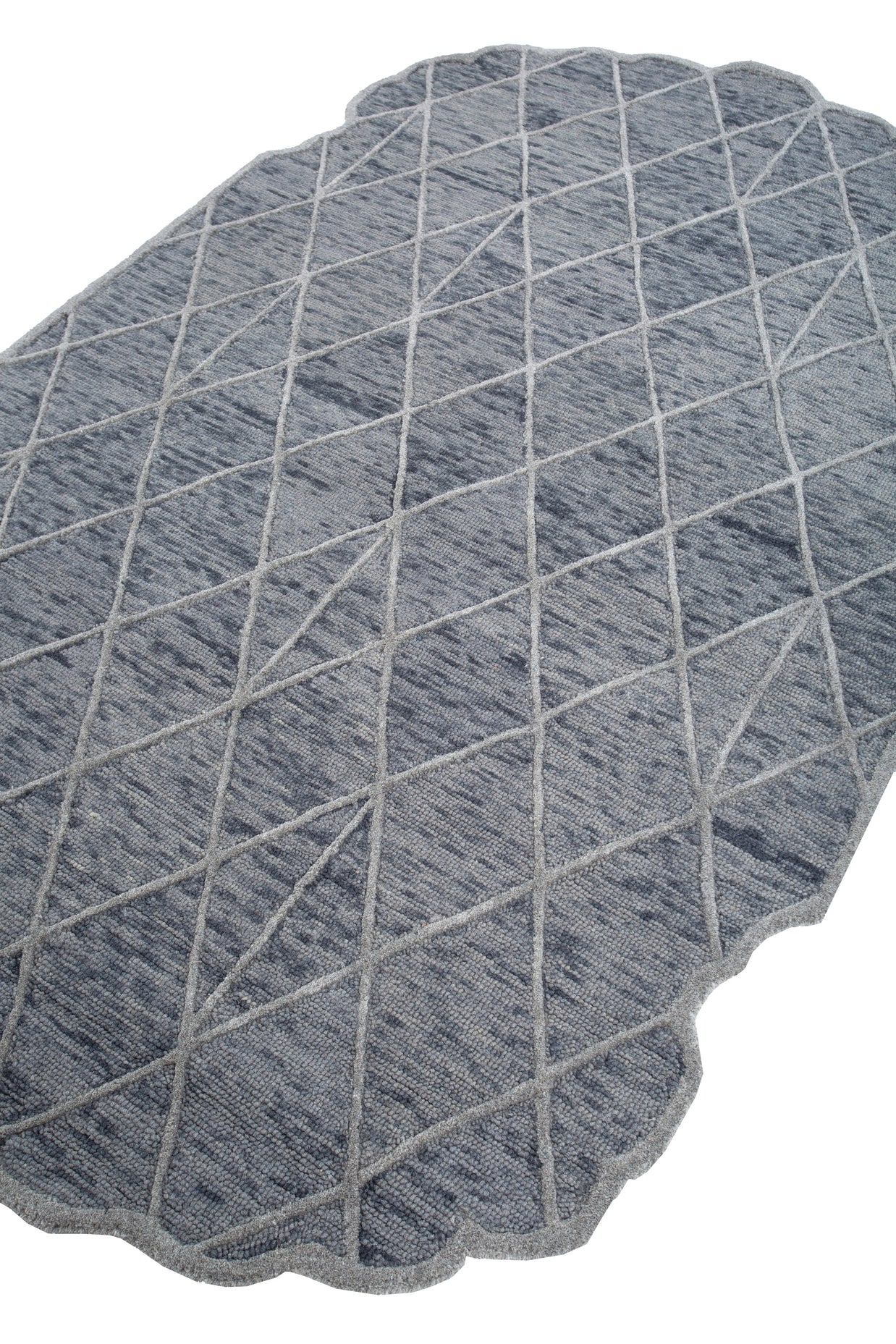 Carpet For Living room 5x8 Feet Grey and Black Wool Irregular Geometric and Stripes Rug