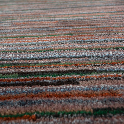 Carpet For Living room 6x9 Feet Beige and Brown Wool and Viscose Rectangle Geometric and Stripes Rug