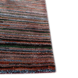 Carpet For Living room 6x9 Feet Beige and Brown Wool and Viscose Rectangle Geometric and Stripes Rug