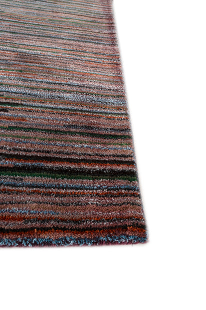 Carpet For Living room 6x9 Feet Beige and Brown Wool and Viscose Rectangle Geometric and Stripes Rug